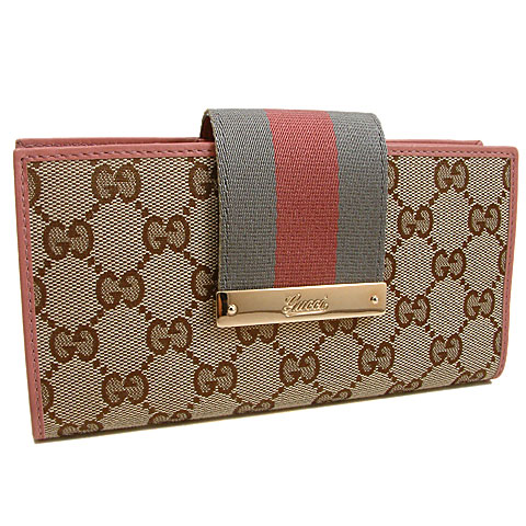 Authentic Gucci GG Canvas Continental Wallet 181672 Pink